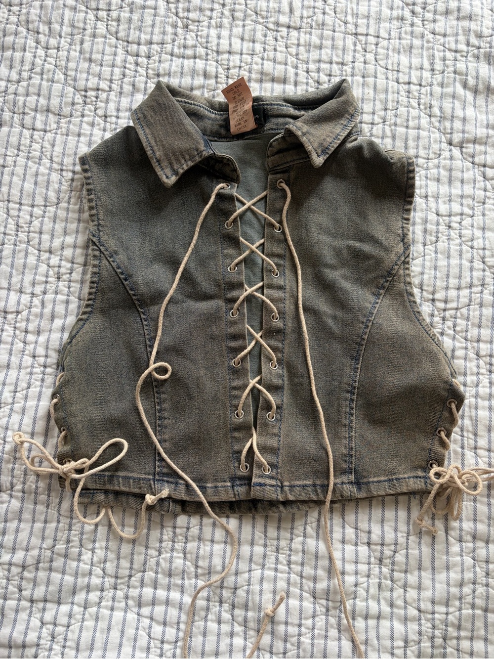Lace-Up Denim Vest